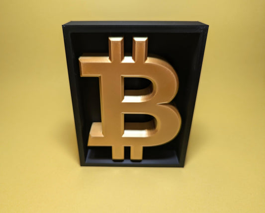 Bitcoin Sign Model in Frame Crypto Desk Toy 3D Printed