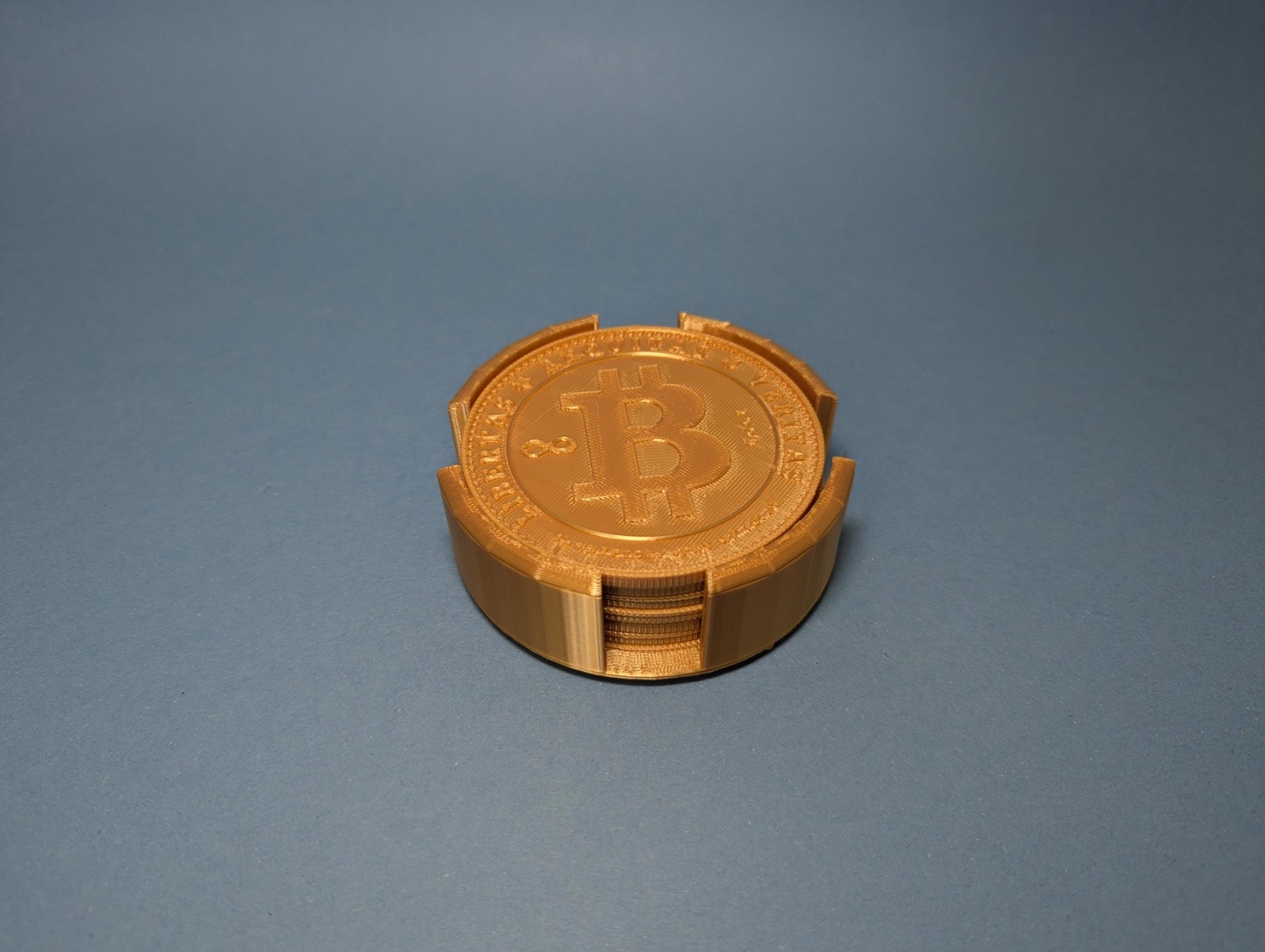 3D-Printed Bitcoin (BTC) Coaster Set with Holder | Perfect Crypto Collectible Gift | 6 Coasters for Bitcoin Enthusiasts & Crypto Fans