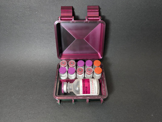 3ml 10 Slot Vial and Bac water Case Peptide Insulin Testosterone Pen Travel Storage Container Organizer Box, Multiple Colors 3D Printed