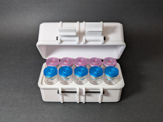 10ml 10 Slot Peptide Insulin Testosterone Vial Storage Container Organizer Box for Fridge, Freezer, Travel, Shipping Multiple Colors