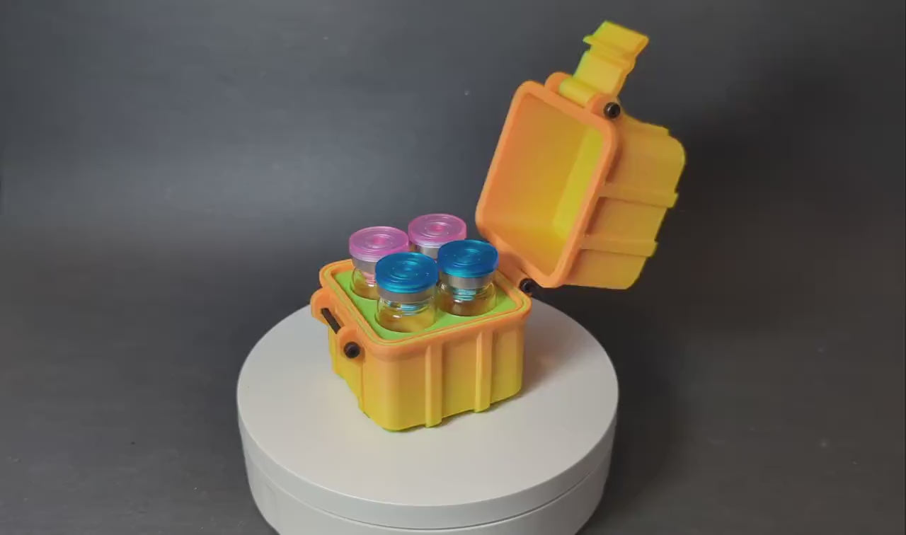 10ml 4 Slot Peptide Insulin Testosterone Vial Storage Container Organizer Box for Fridge, Freezer, Travel, Shipping Multiple Colors