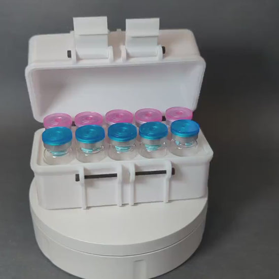10ml 10 Slot Peptide Insulin Testosterone Vial Storage Container Organizer Box for Fridge, Freezer, Travel, Shipping Multiple Colors
