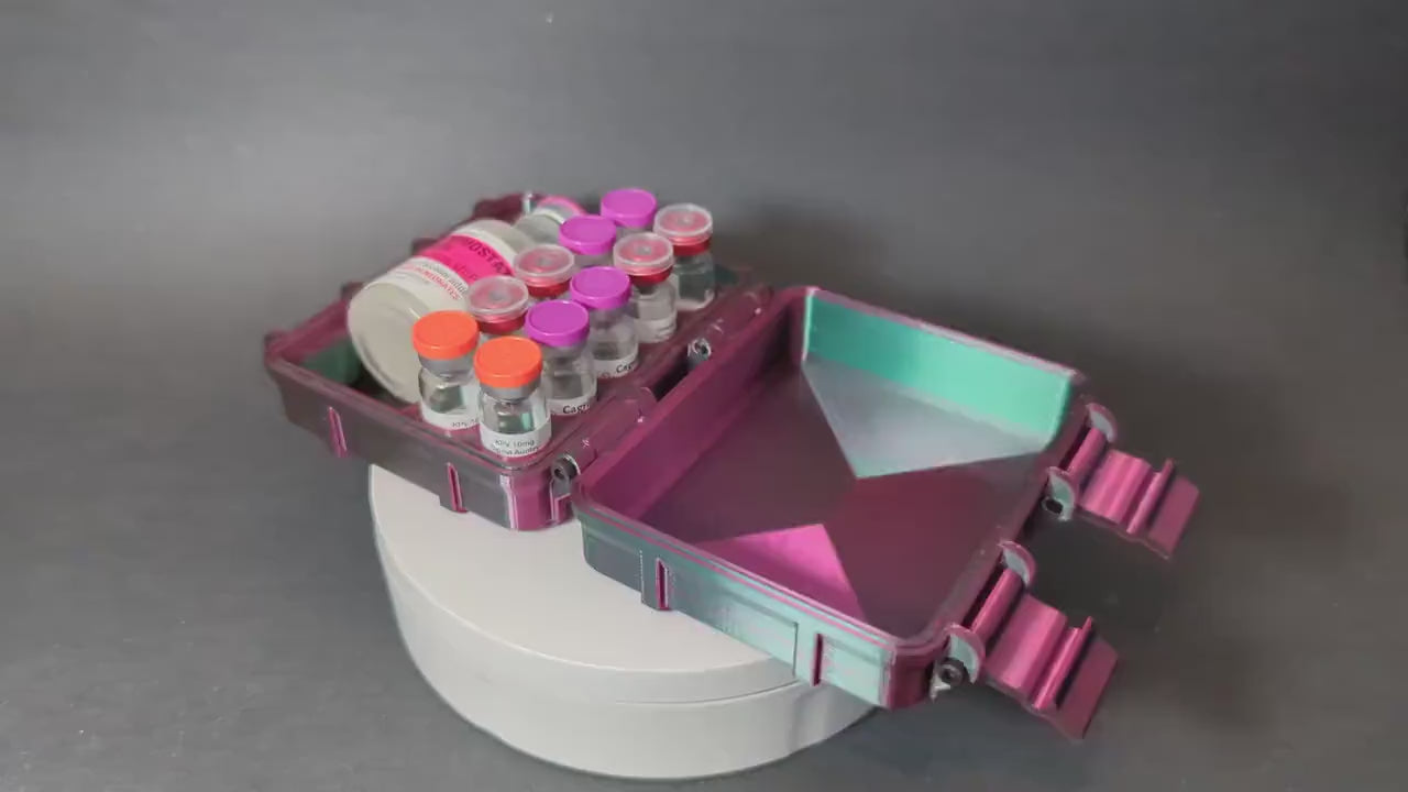 3ml 10 Slot Vial and Bac water Case Peptide Insulin Testosterone Pen Travel Storage Container Organizer Box, Multiple Colors 3D Printed